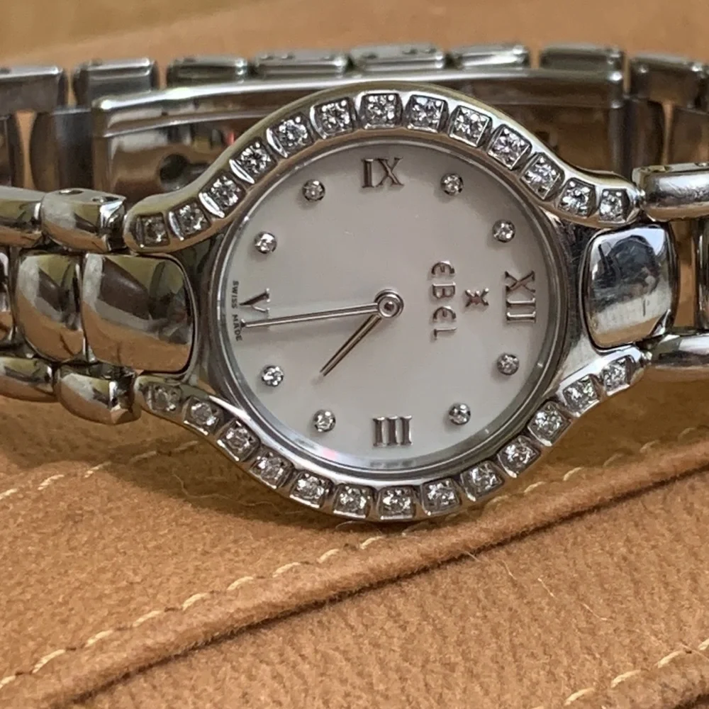 Ebel Beluga Diamond Quartz 26mm Steel .70 CW Glossy Stainless Steel Watch +Case